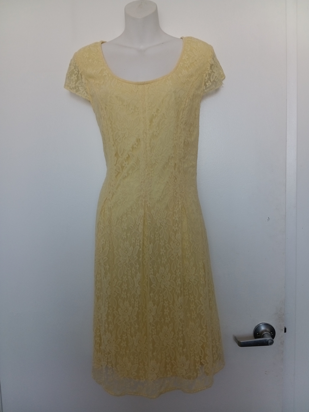 madison leigh Yellow Lace Scoop Neck Midi Dress